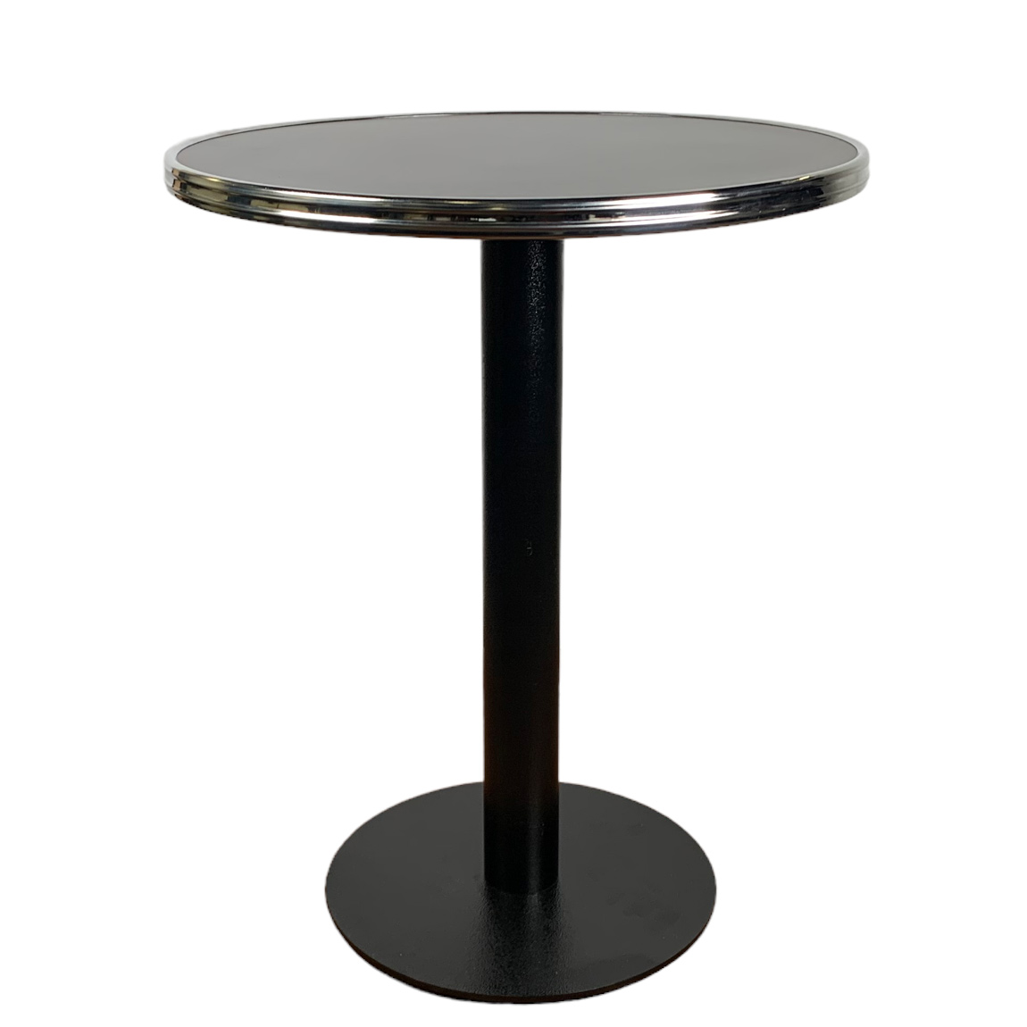 Bistrotafel black Siyah 60 rond tafelblad met chromen rand indoor Bistrotafel black Siyah 60 rond tafelblad met chromen rand indoor