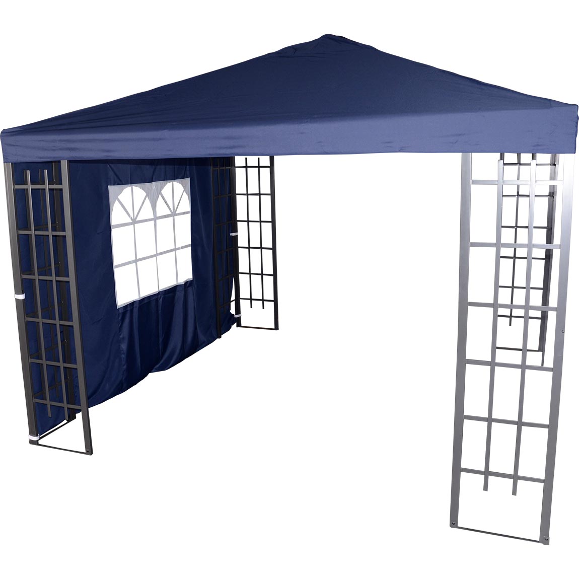 Paviljoen zijkant kleur blauw met venster