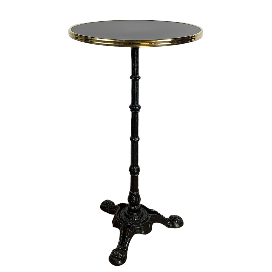 Bistro statafel black siyah 60 rond tafelblad met messing rand Bistro statafel black siyah 60 rond tafelblad met messing rand