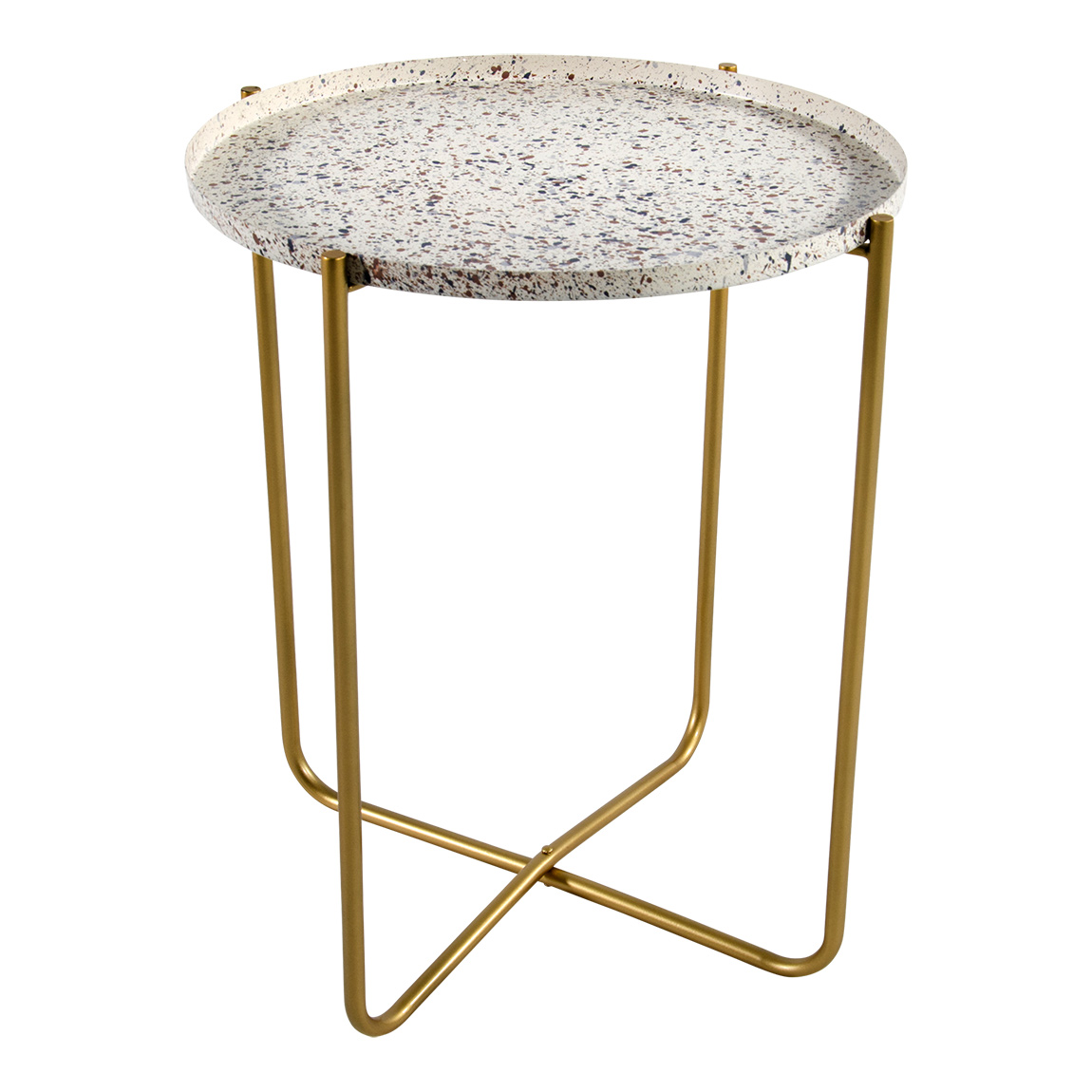 Bijzettafel crème tafelblad goud onderstel 50 cm hoog Bijzettafel crème tafelblad goud onderstel 50 cm hoog