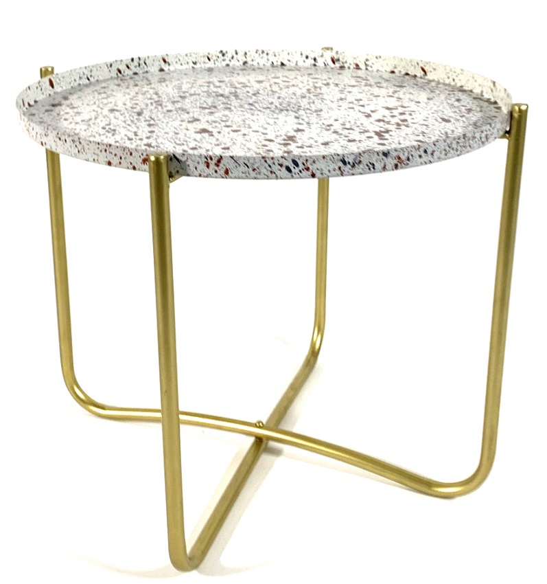 Bijzettafel crème tafelblad goud onderstel 35 cm hoog Bijzettafel crème tafelblad goud onderstel 35 cm hoog