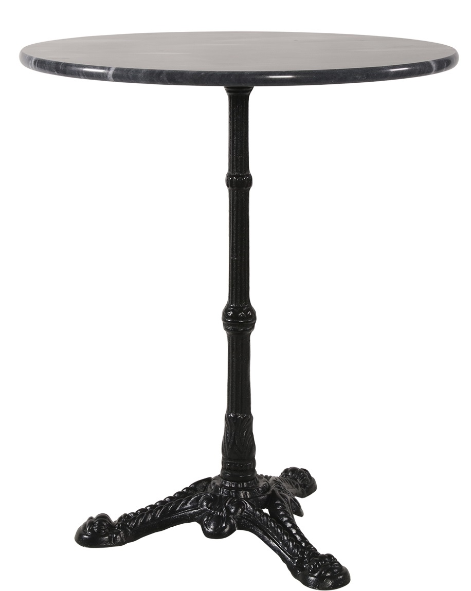 Bistrotafel grijs marmer rond 60 cm gietijzer onderstel Bistrotafel grijs marmer rond 60 cm gietijzer onderstel