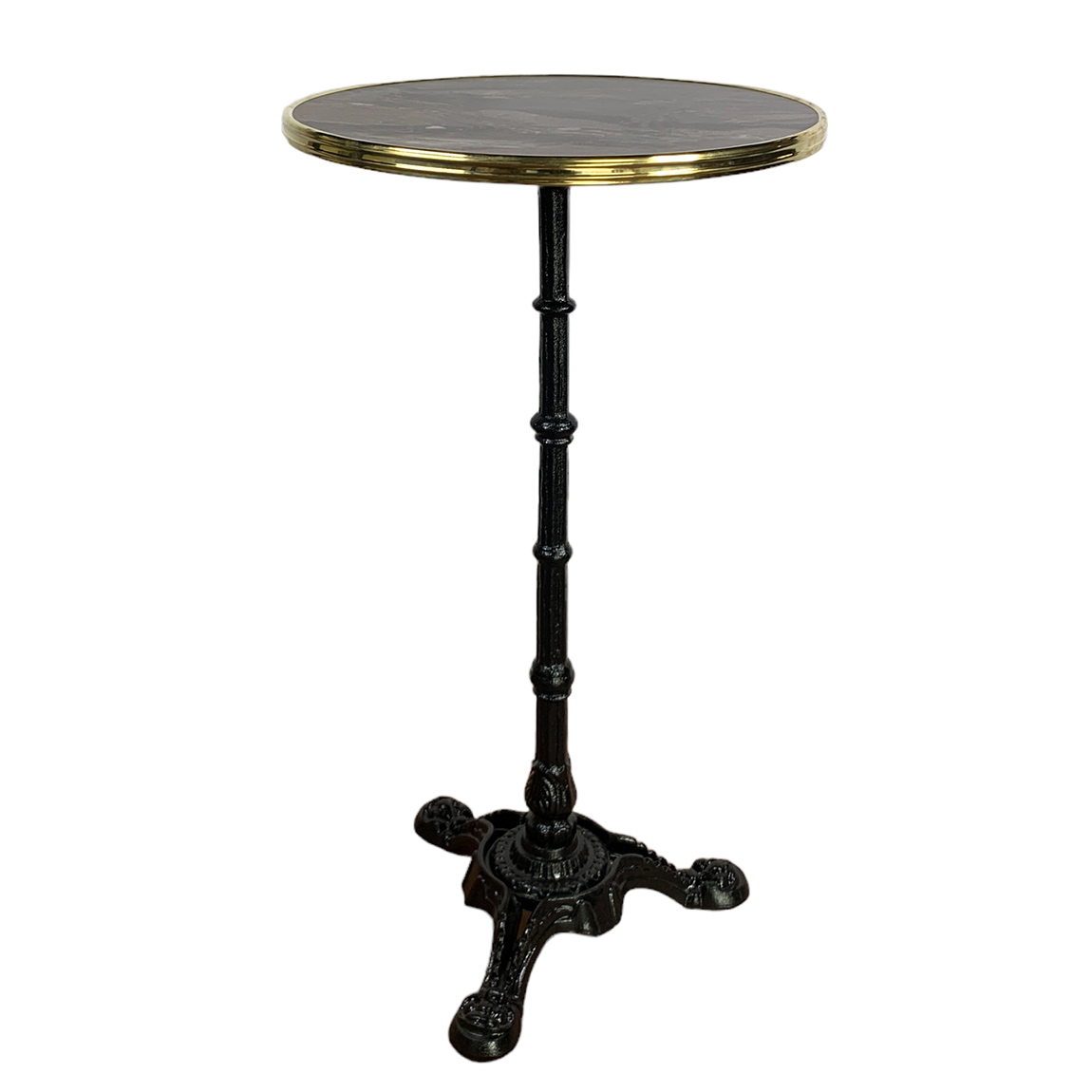 Bistro statafel Marrakesh 60 rond tafelblad met messing rand Bistro statafel Marrakesh 60 rond tafelblad met messing rand