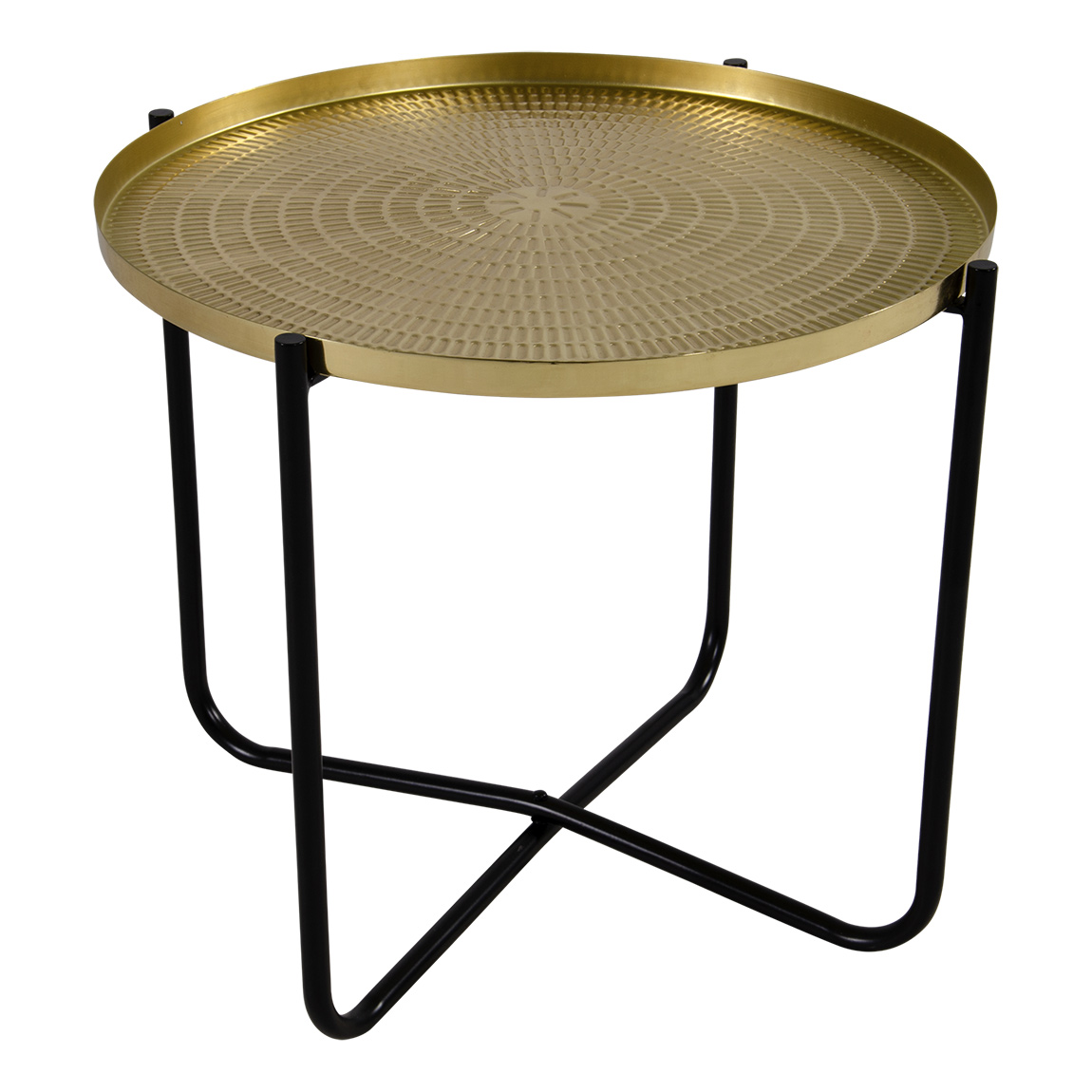 Bijzettafel goud tafelblad zwart onderstel 35 cm hoog Bijzettafel goud tafelblad zwart onderstel 35 cm hoog