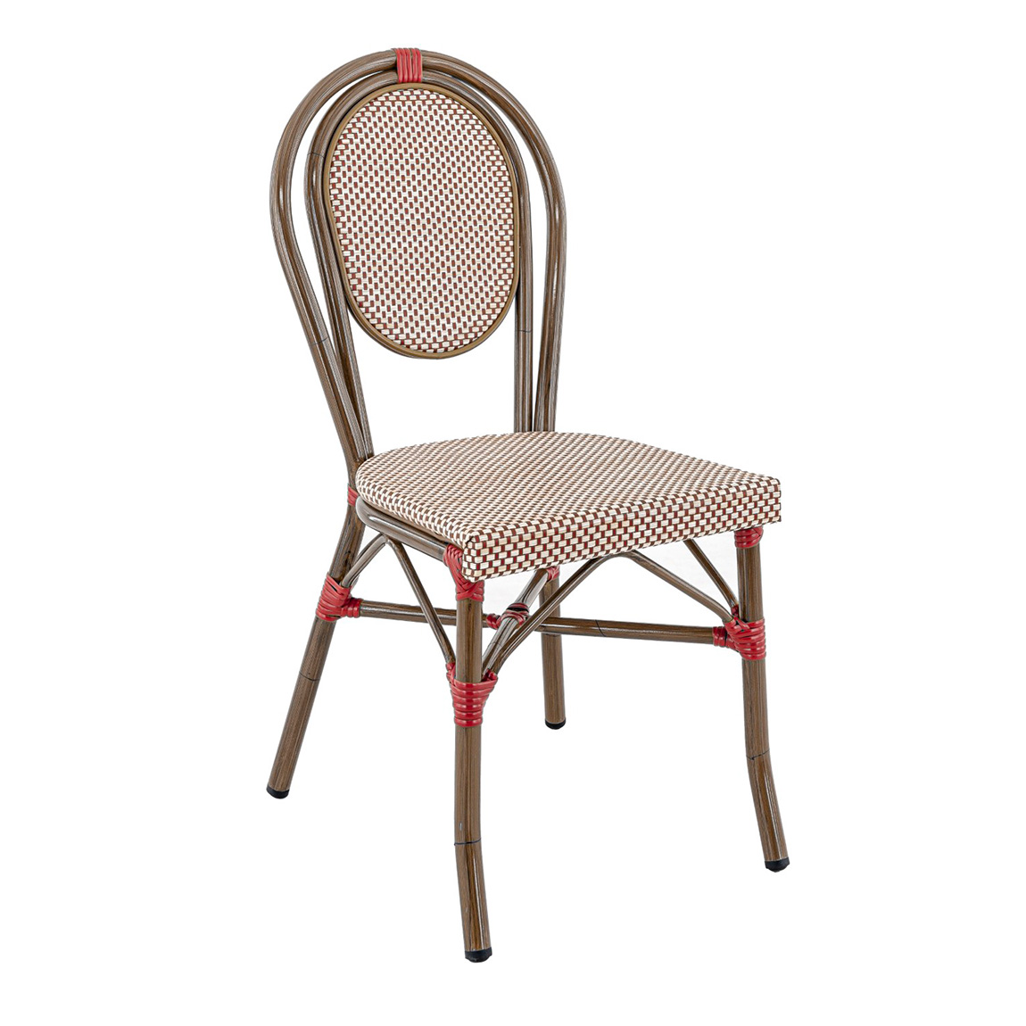 Franse terrasstoel model Parijs kleur bordeaux-crème