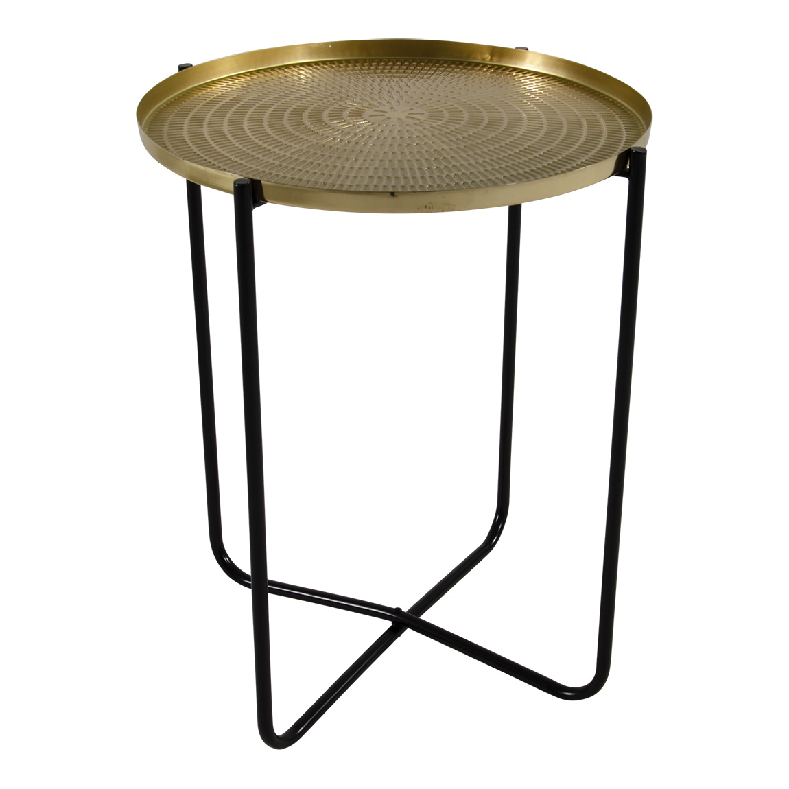 Bijzettafel goud tafelblad zwart onderstel 50 cm hoog Bijzettafel goud tafelblad zwart onderstel 50 cm hoog