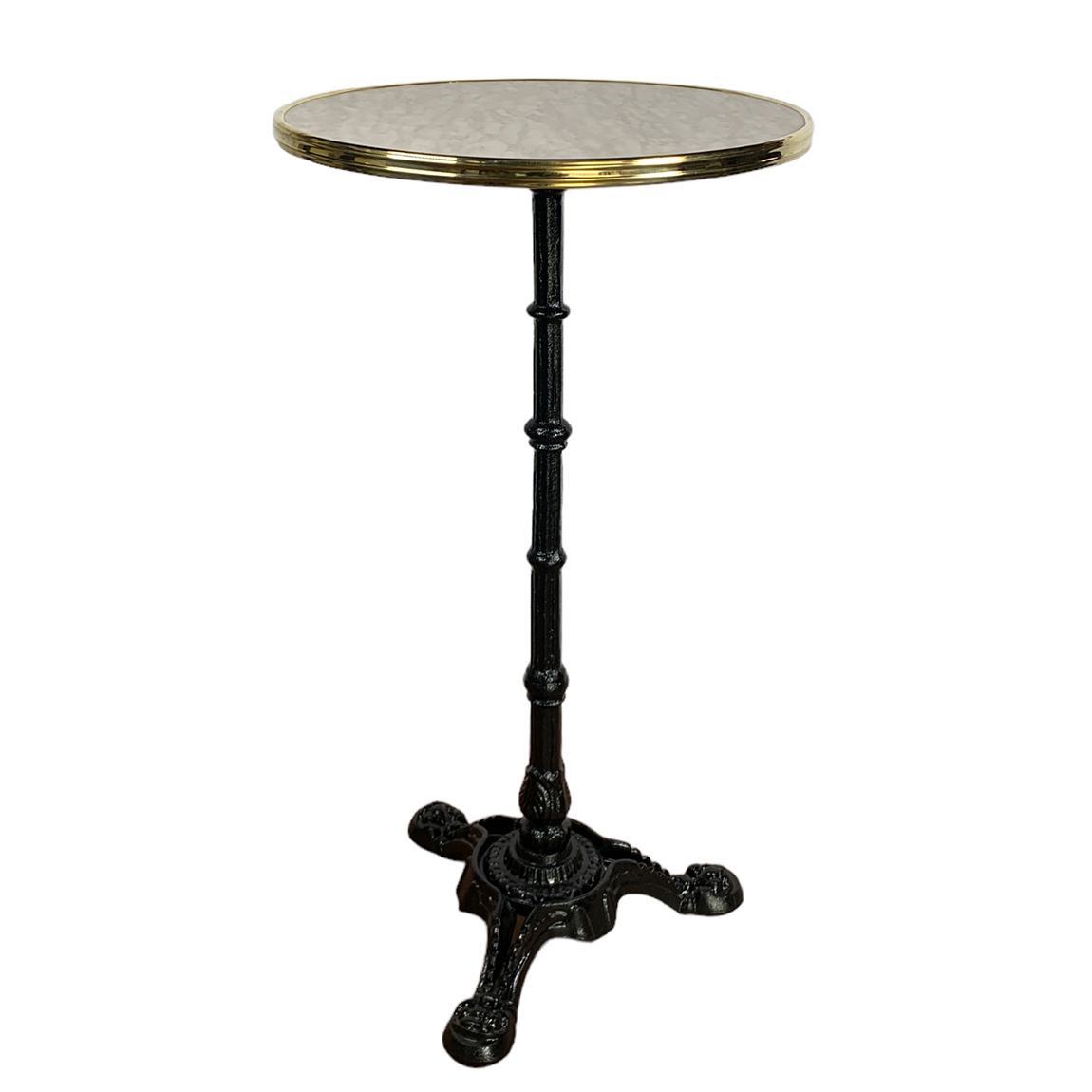 Bistro statafel marmerlook 60 rond tafelblad met messing rand